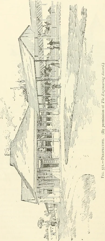 An illustration from Buildings and structures of American railroads. A reference book for railroad managers, superintendents, master mechanics, engineers, architects, and students, 1893, leaf 345