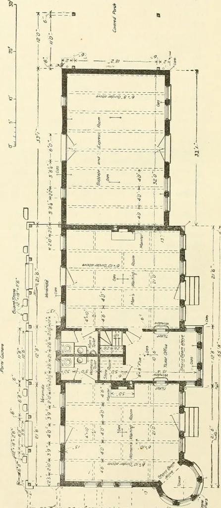 An illustration from Buildings and structures of American railroads. A reference book for railroad managers, superintendents, master mechanics, engineers, architects, and students, 1893, leaf 347