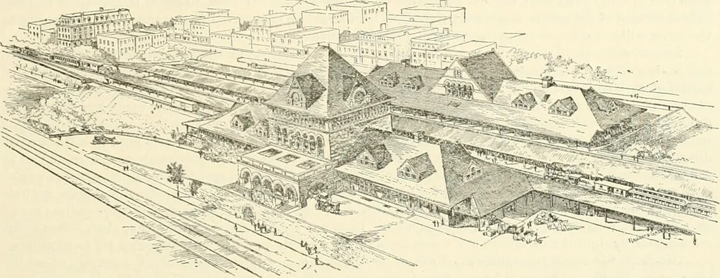 An illustration from Buildings and structures of American railroads. A reference book for railroad managers, superintendents, master mechanics, engineers, architects, and students, 1893, leaf 400