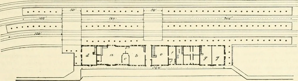 An illustration from Buildings and structures of American railroads. A reference book for railroad managers, superintendents, master mechanics, engineers, architects, and students, 1893, leaf 412