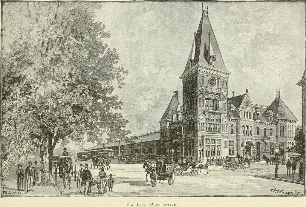 An illustration from Buildings and structures of American railroads. A reference book for railroad managers, superintendents, master mechanics, engineers, architects, and students, 1893, leaf 419
