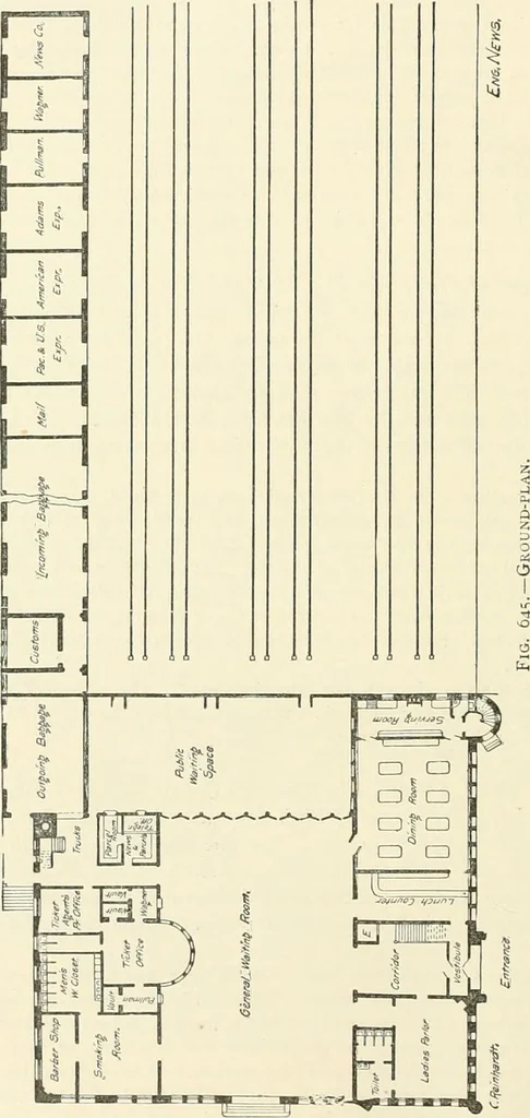 An illustration from Buildings and structures of American railroads. A reference book for railroad managers, superintendents, master mechanics, engineers, architects, and students, 1893, leaf 435