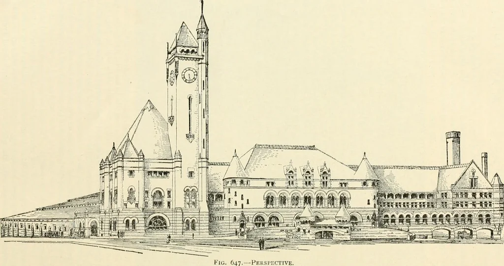 An illustration from Buildings and structures of American railroads. A reference book for railroad managers, superintendents, master mechanics, engineers, architects, and students, 1893, leaf 441