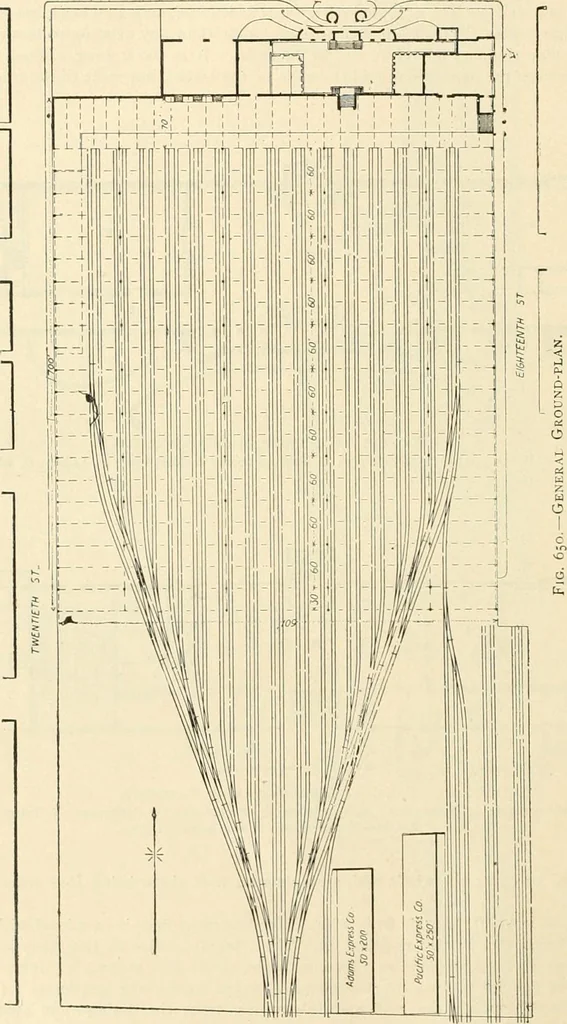 An illustration from Buildings and structures of American railroads. A reference book for railroad managers, superintendents, master mechanics, engineers, architects, and students, 1893, leaf 443