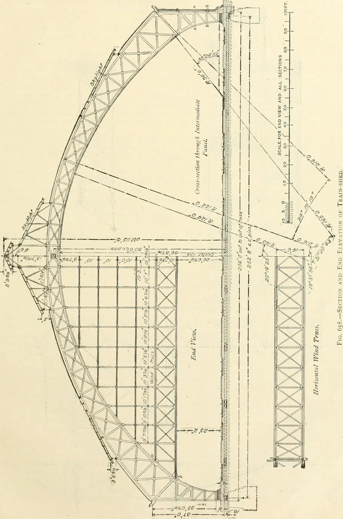 An illustration from Buildings and structures of American railroads. A reference book for railroad managers, superintendents, master mechanics, engineers, architects, and students, 1893, leaf 452