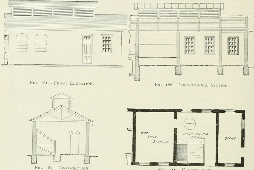 An illustration from Buildings and structures of American railroads. A reference book for railroad managers, superintendents, master mechanics, engineers, architects, and students, 1893, leaf 117