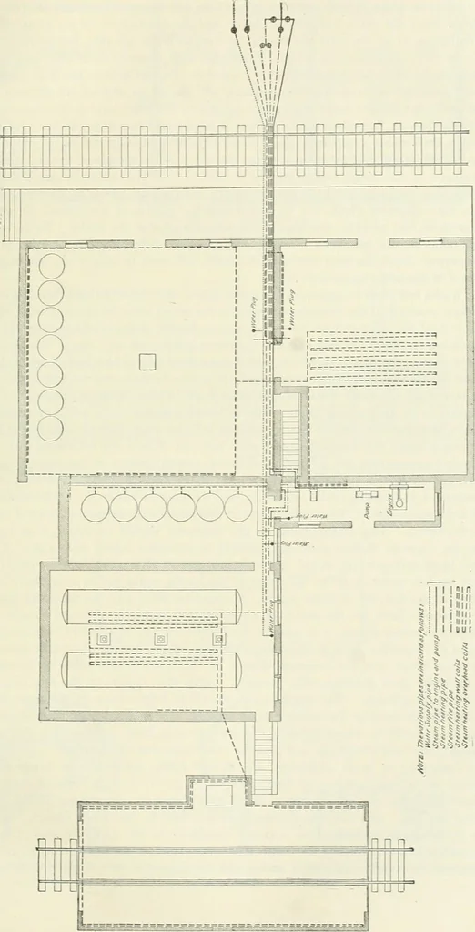 An illustration from Buildings and structures of American railroads. A reference book for railroad managers, superintendents, master mechanics, engineers, architects, and students, 1893, leaf 146