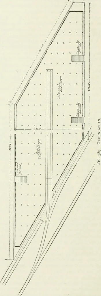 An illustration from Buildings and structures of American railroads. A reference book for railroad managers, superintendents, master mechanics, engineers, architects, and students, 1893, leaf 265