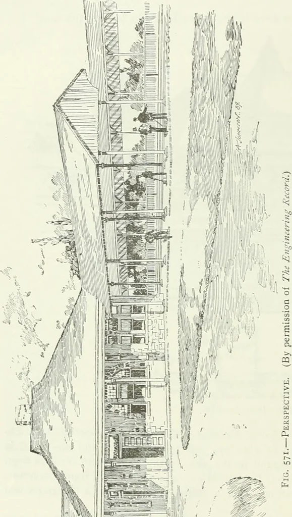 An illustration from Buildings and structures of American railroads. A reference book for railroad managers, superintendents, master mechanics, engineers, architects, and students, 1893, leaf 343