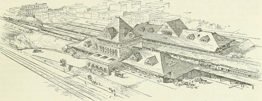 An illustration from Buildings and structures of American railroads. A reference book for railroad managers, superintendents, master mechanics, engineers, architects, and students, 1893, leaf 398