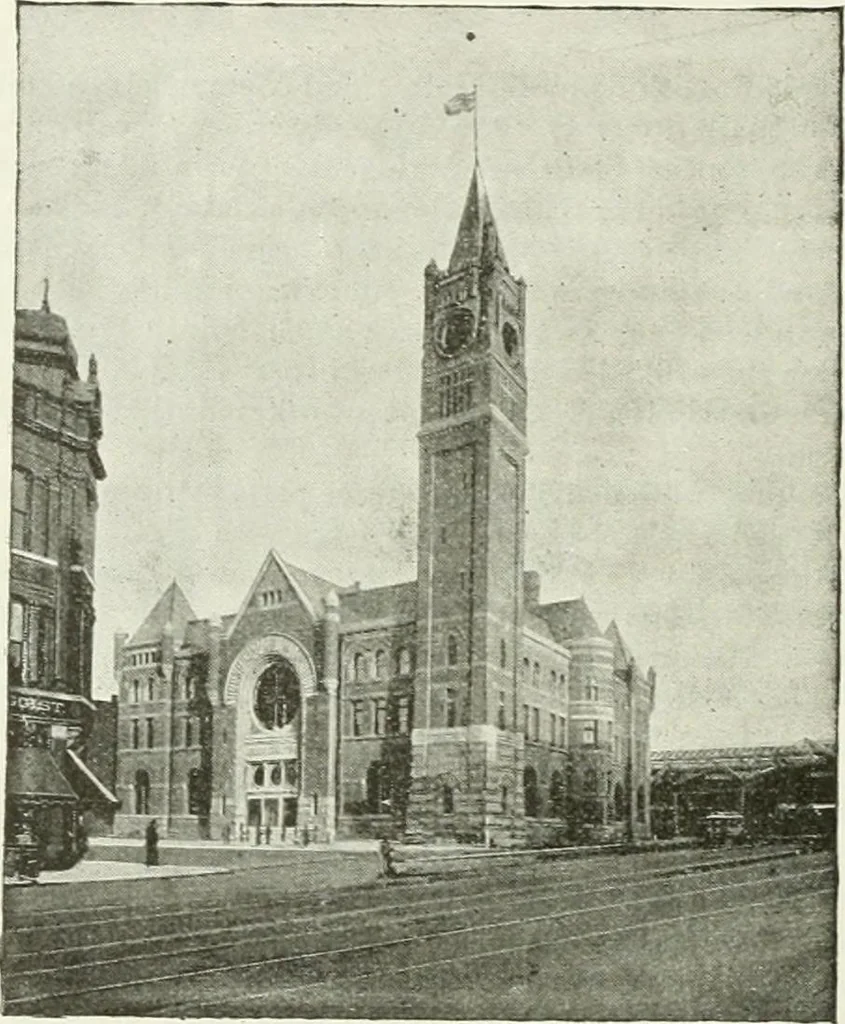 An illustration from Buildings and structures of American railroads. A reference book for railroad managers, superintendents, master mechanics, engineers, architects, and students, 1893, leaf 413