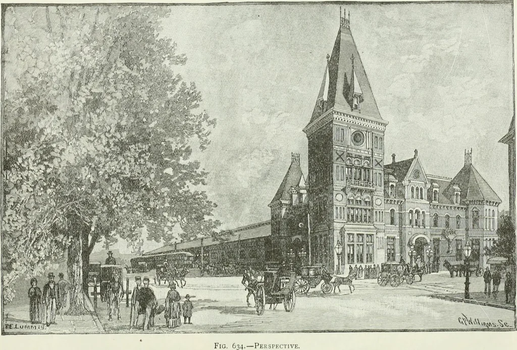 An illustration from Buildings and structures of American railroads. A reference book for railroad managers, superintendents, master mechanics, engineers, architects, and students, 1893, leaf 417