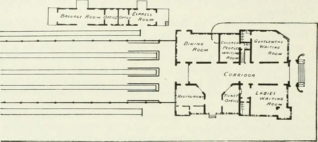 An illustration from Buildings and structures of American railroads. A reference book for railroad managers, superintendents, master mechanics, engineers, architects, and students, 1893, leaf 427