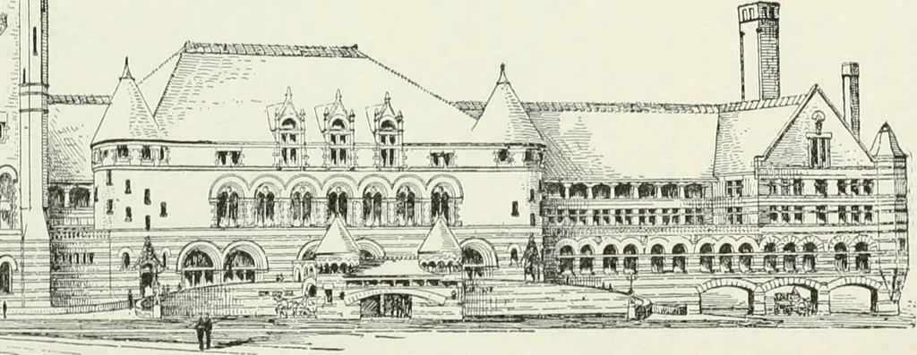 An illustration from Buildings and structures of American railroads. A reference book for railroad managers, superintendents, master mechanics, engineers, architects, and students, 1893, leaf 439