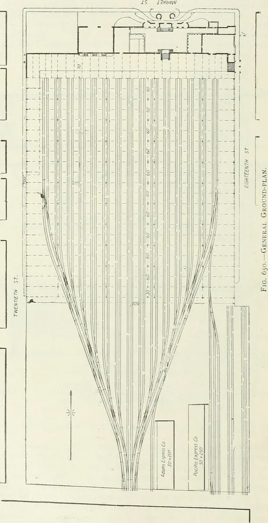 An illustration from Buildings and structures of American railroads. A reference book for railroad managers, superintendents, master mechanics, engineers, architects, and students, 1893, leaf 441