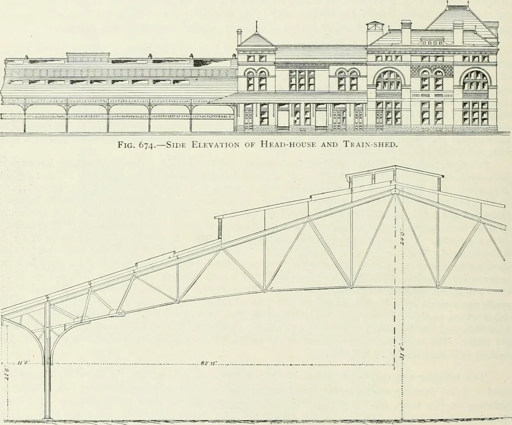 An illustration from Buildings and structures of American railroads. A reference book for railroad managers, superintendents, master mechanics, engineers, architects, and students, 1893, leaf 465