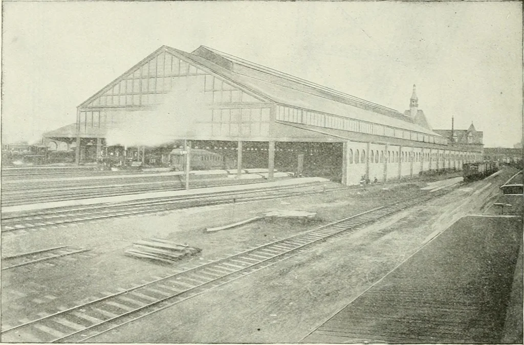 An illustration from Buildings and structures of American railroads. A reference book for railroad managers, superintendents, master mechanics, engineers, architects, and students, 1893, leaf 473