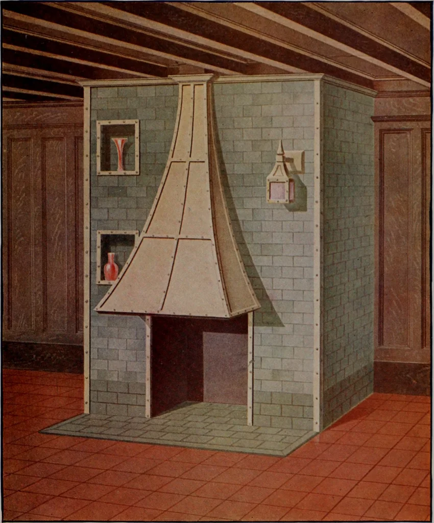 An illustration from Building stone, lathing, plastering, and tiling, common brickwork, ornamental brickwork and terra cotta : lighting fixtures, use and design of lighting fixtures, architectural design, 1909, leaf 120