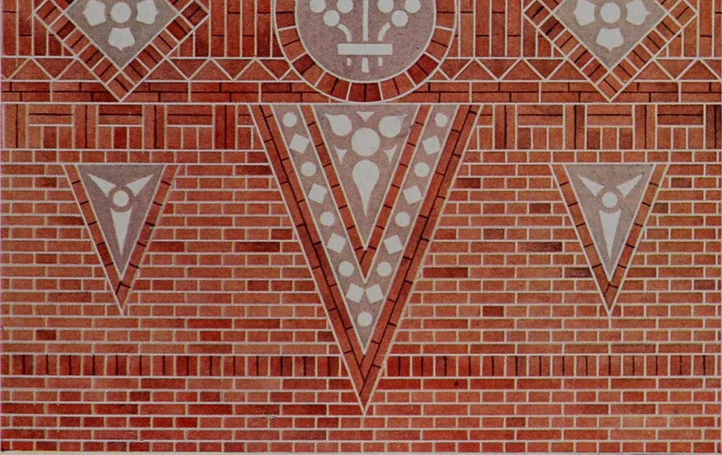 An illustration from Building stone, lathing, plastering, and tiling, common brickwork, ornamental brickwork and terra cotta : lighting fixtures, use and design of lighting fixtures, architectural design, 1909, leaf 218