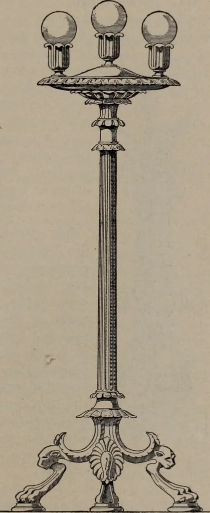 An illustration from Building stone, lathing, plastering, and tiling, common brickwork, ornamental brickwork and terra cotta : lighting fixtures, use and design of lighting fixtures, architectural design, 1909, leaf 302