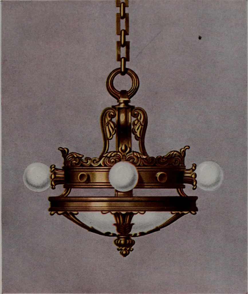 An illustration from Building stone, lathing, plastering, and tiling, common brickwork, ornamental brickwork and terra cotta : lighting fixtures, use and design of lighting fixtures, architectural design, 1909, leaf 348