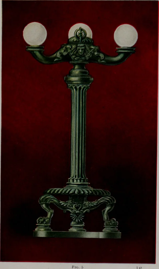 An illustration from Building stone, lathing, plastering, and tiling, common brickwork, ornamental brickwork and terra cotta : lighting fixtures, use and design of lighting fixtures, architectural design, 1909, leaf 354