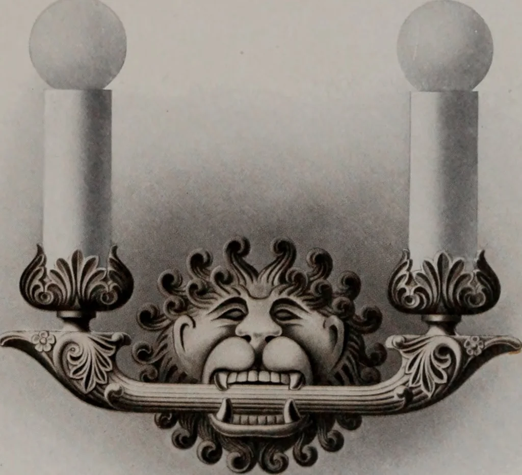 An illustration from Building stone, lathing, plastering, and tiling, common brickwork, ornamental brickwork and terra cotta : lighting fixtures, use and design of lighting fixtures, architectural design, 1909, leaf 360