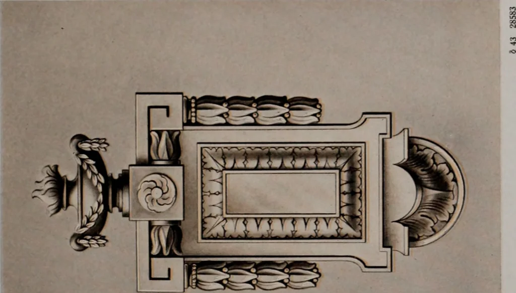 An illustration from Building stone, lathing, plastering, and tiling, common brickwork, ornamental brickwork and terra cotta : lighting fixtures, use and design of lighting fixtures, architectural design, 1909, leaf 386
