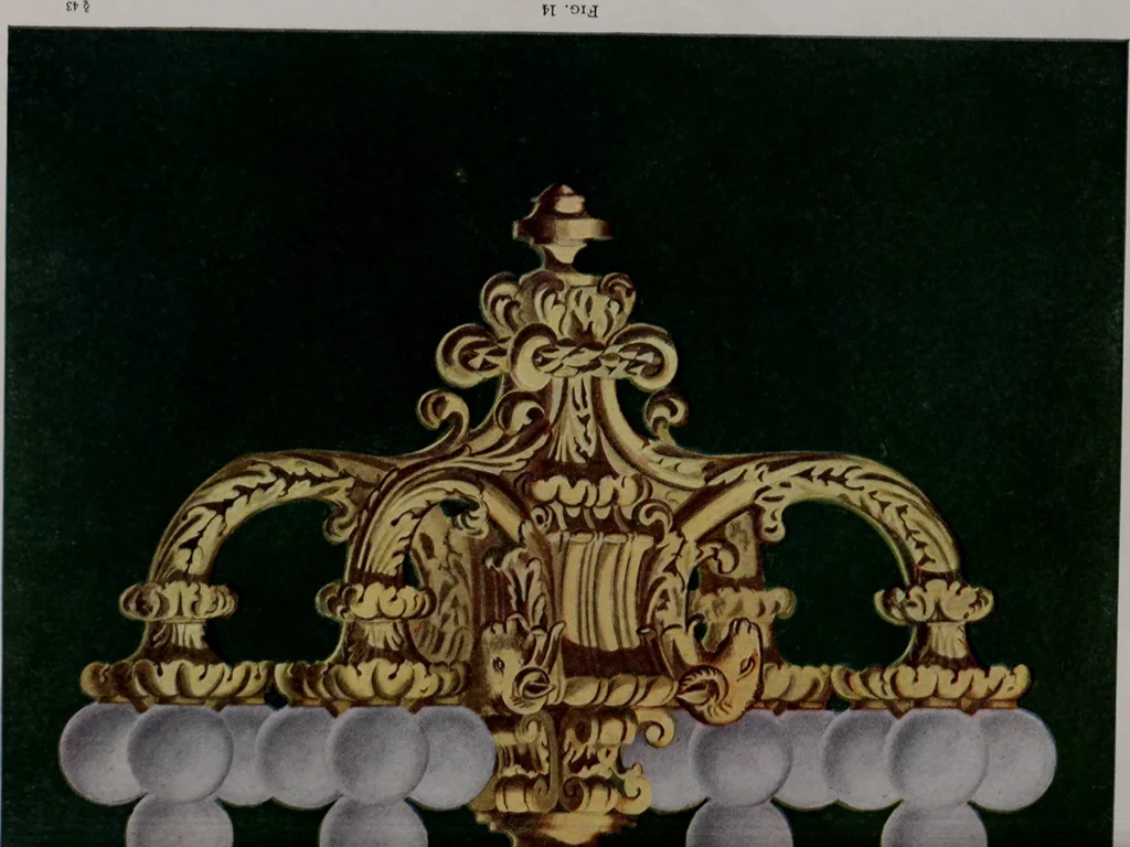 An illustration from Building stone, lathing, plastering, and tiling, common brickwork, ornamental brickwork and terra cotta : lighting fixtures, use and design of lighting fixtures, architectural design, 1909, leaf 390