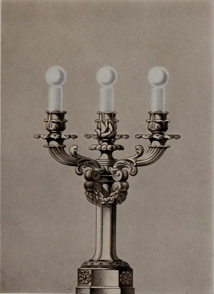 An illustration from Building stone, lathing, plastering, and tiling, common brickwork, ornamental brickwork and terra cotta : lighting fixtures, use and design of lighting fixtures, architectural design, 1909, leaf 396