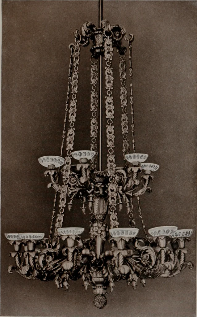 An illustration from Building stone, lathing, plastering, and tiling, common brickwork, ornamental brickwork and terra cotta : lighting fixtures, use and design of lighting fixtures, architectural design, 1909, leaf 410