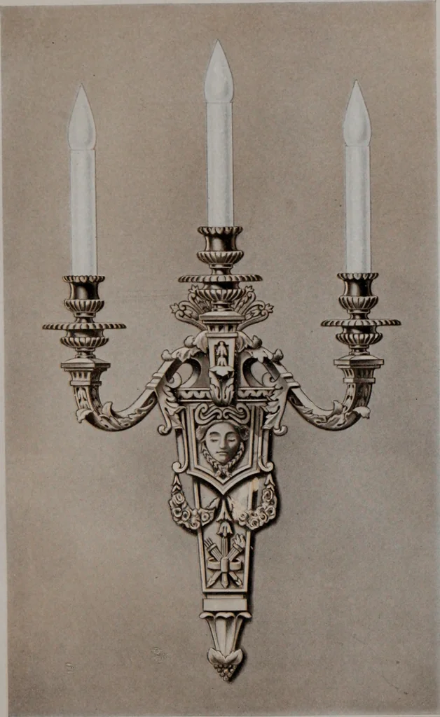 An illustration from Building stone, lathing, plastering, and tiling, common brickwork, ornamental brickwork and terra cotta : lighting fixtures, use and design of lighting fixtures, architectural design, 1909, leaf 412