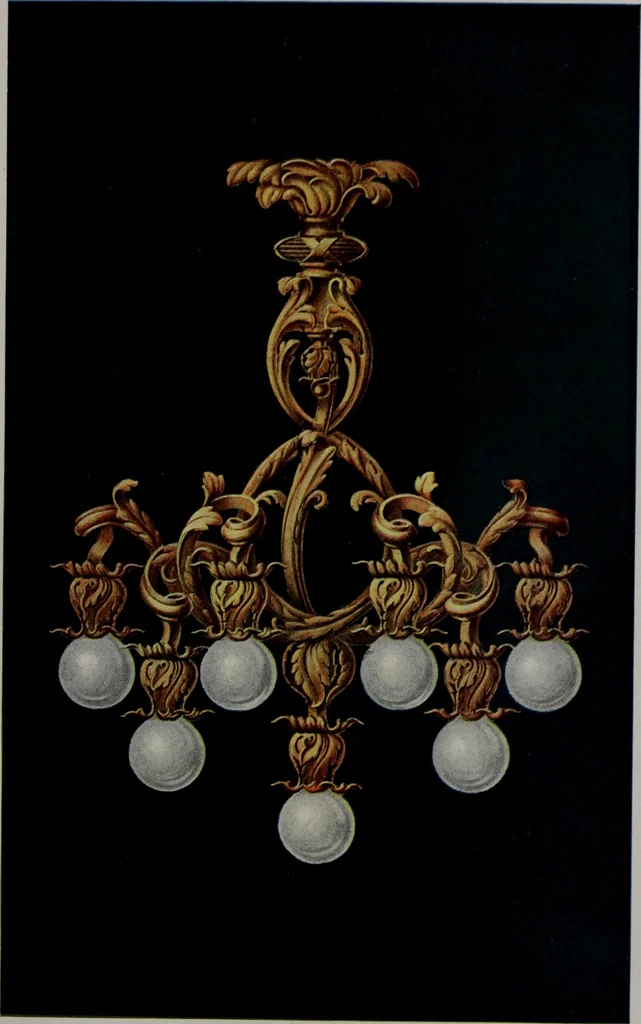 An illustration from Building stone, lathing, plastering, and tiling, common brickwork, ornamental brickwork and terra cotta : lighting fixtures, use and design of lighting fixtures, architectural design, 1909, leaf 416