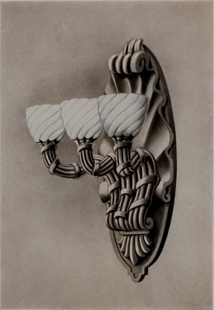 An illustration from Building stone, lathing, plastering, and tiling, common brickwork, ornamental brickwork and terra cotta : lighting fixtures, use and design of lighting fixtures, architectural design, 1909, leaf 418
