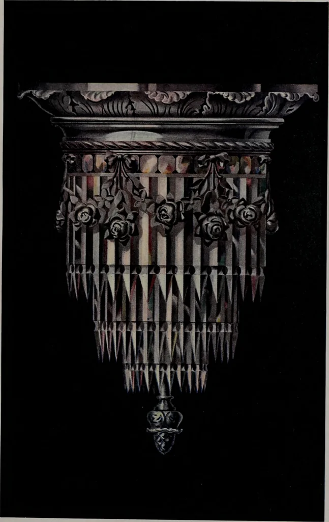 An illustration from Building stone, lathing, plastering, and tiling, common brickwork, ornamental brickwork and terra cotta : lighting fixtures, use and design of lighting fixtures, architectural design, 1909, leaf 424