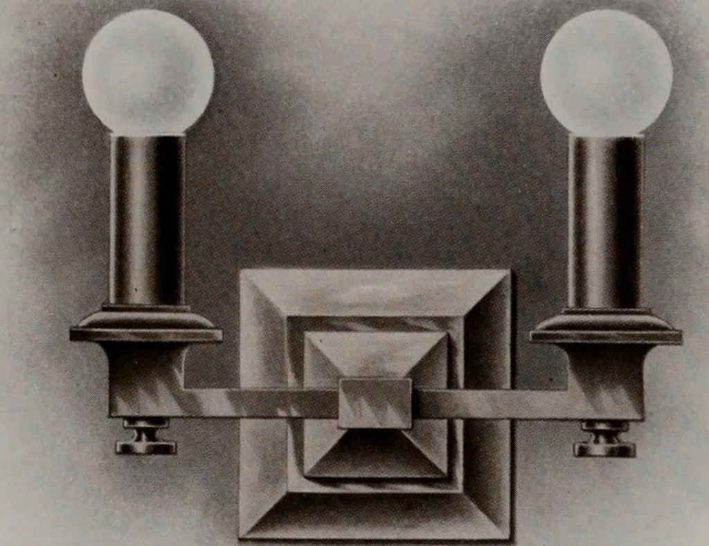 An illustration from Building stone, lathing, plastering, and tiling, common brickwork, ornamental brickwork and terra cotta : lighting fixtures, use and design of lighting fixtures, architectural design, 1909, leaf 438