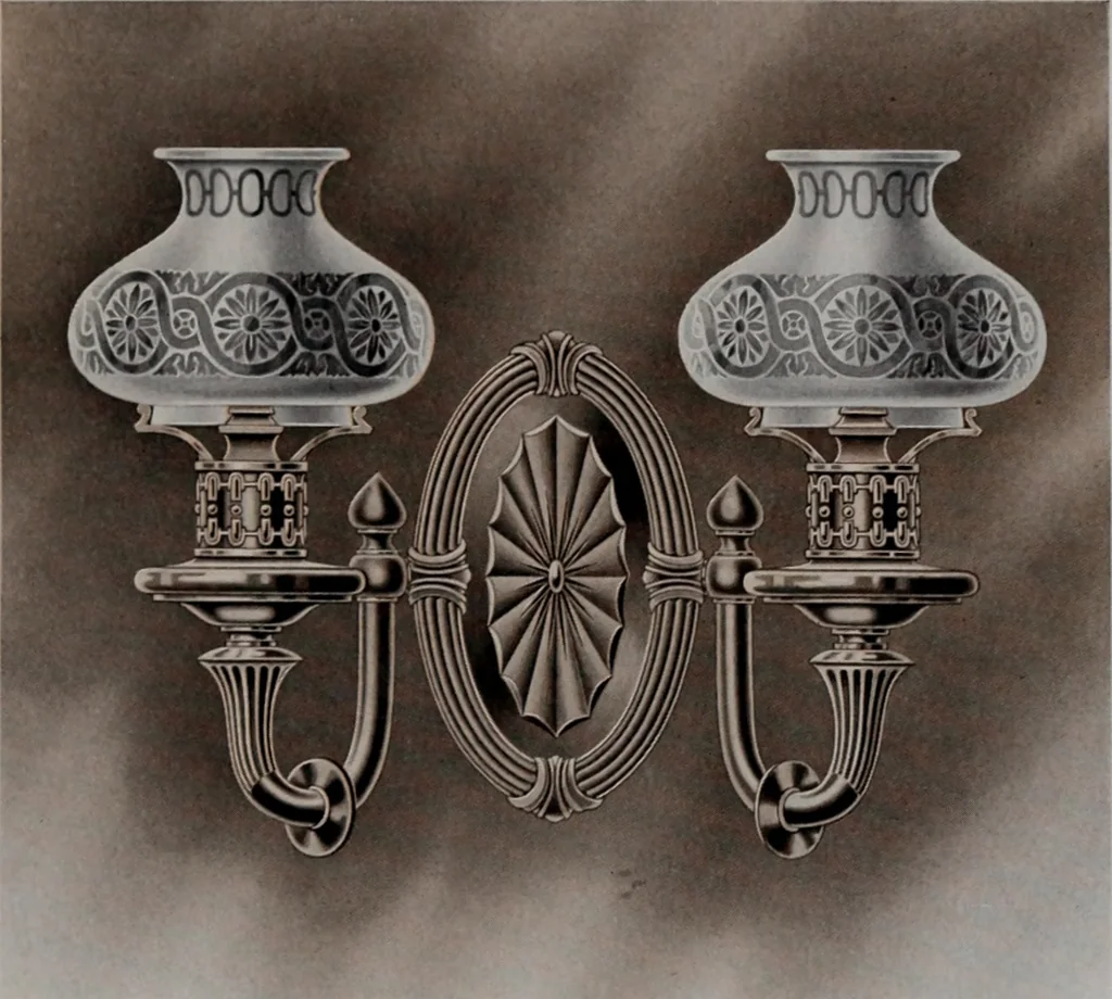 An illustration from Building stone, lathing, plastering, and tiling, common brickwork, ornamental brickwork and terra cotta : lighting fixtures, use and design of lighting fixtures, architectural design, 1909, leaf 448