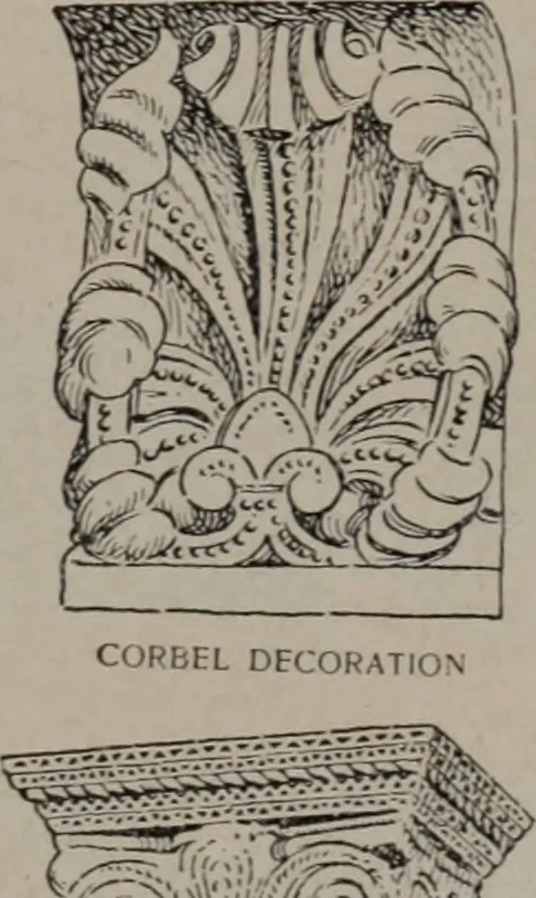 An illustration from Building stone, lathing, plastering, and tiling, common brickwork, ornamental brickwork and terra cotta : lighting fixtures, use and design of lighting fixtures, architectural design, 1909, leaf 468