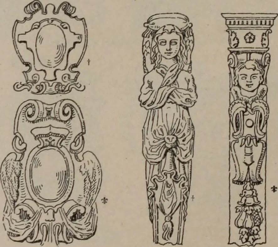 An illustration from Building stone, lathing, plastering, and tiling, common brickwork, ornamental brickwork and terra cotta : lighting fixtures, use and design of lighting fixtures, architectural design, 1909, leaf 475