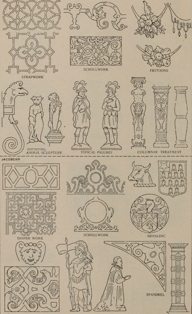 An illustration from Building stone, lathing, plastering, and tiling, common brickwork, ornamental brickwork and terra cotta : lighting fixtures, use and design of lighting fixtures, architectural design, 1909, leaf 483