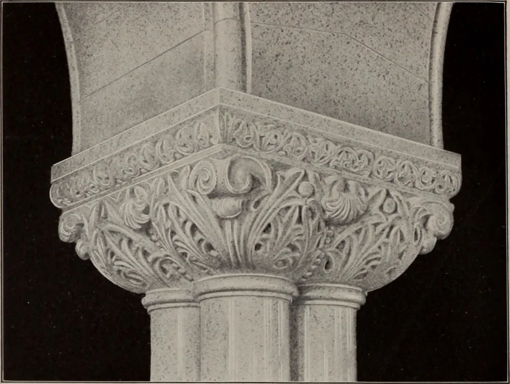 An illustration from Building stone, lathing, plastering, and tiling, common brickwork, ornamental brickwork and terra cotta : lighting fixtures, use and design of lighting fixtures, architectural design, 1909, leaf 55