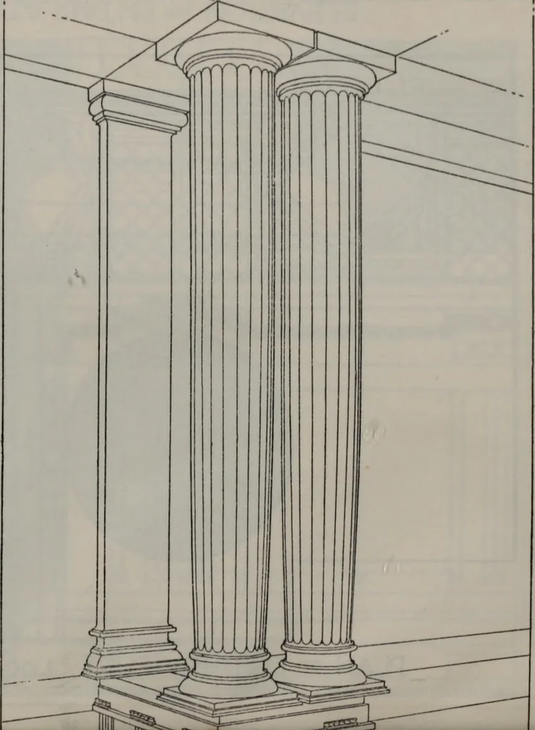An illustration from Building stone, lathing, plastering, and tiling, common brickwork, ornamental brickwork and terra cotta : lighting fixtures, use and design of lighting fixtures, architectural design, 1909, leaf 560