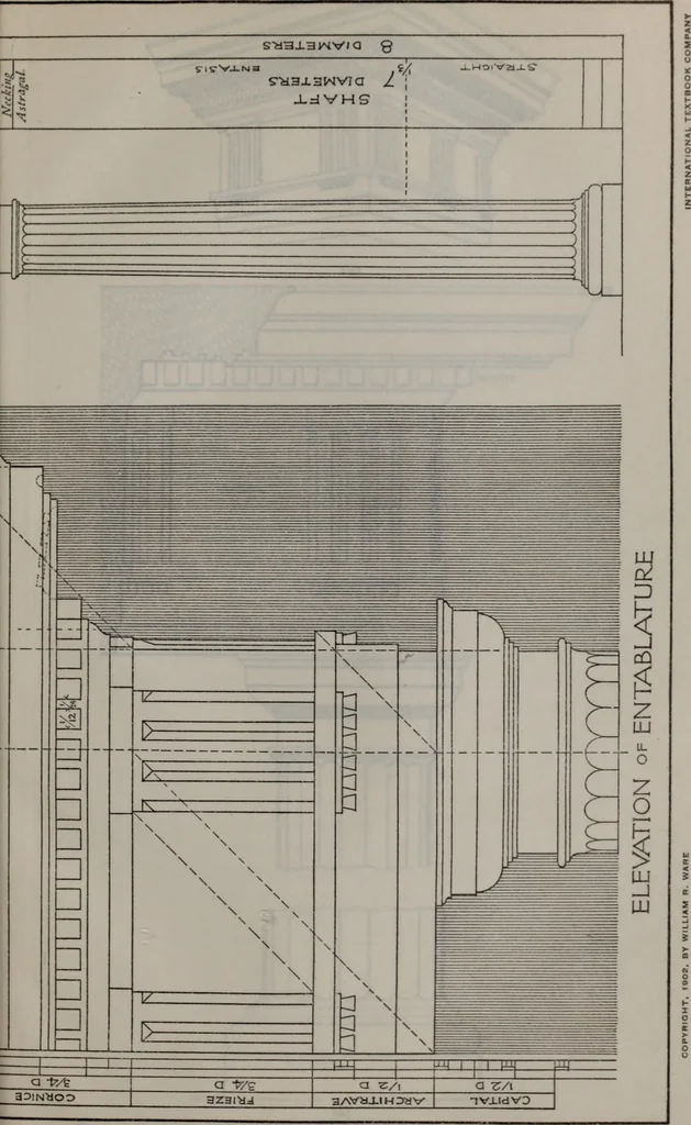 An illustration from Building stone, lathing, plastering, and tiling, common brickwork, ornamental brickwork and terra cotta : lighting fixtures, use and design of lighting fixtures, architectural design, 1909, leaf 568