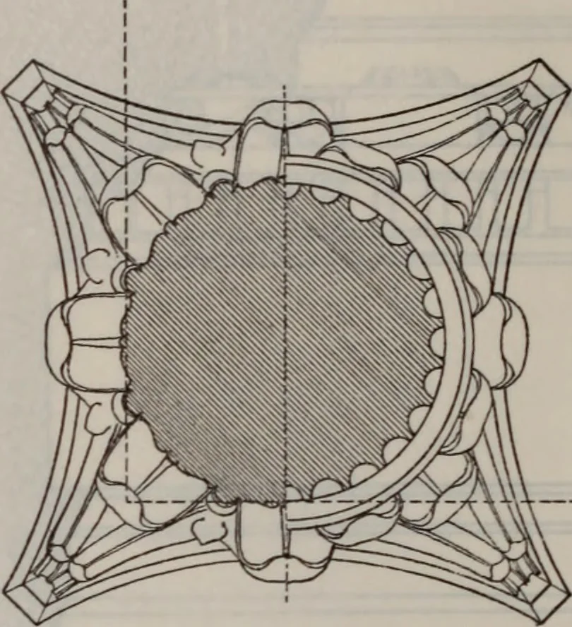 An illustration from Building stone, lathing, plastering, and tiling, common brickwork, ornamental brickwork and terra cotta : lighting fixtures, use and design of lighting fixtures, architectural design, 1909, leaf 593