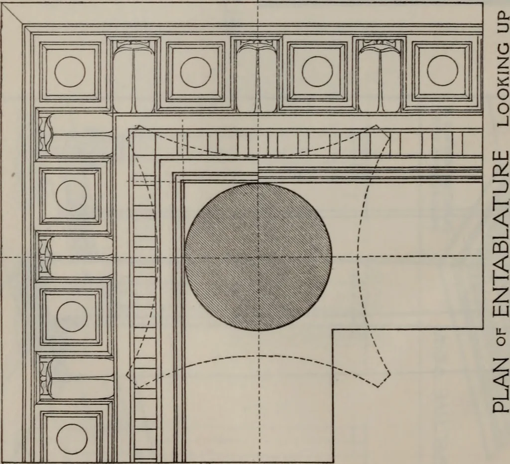 An illustration from Building stone, lathing, plastering, and tiling, common brickwork, ornamental brickwork and terra cotta : lighting fixtures, use and design of lighting fixtures, architectural design, 1909, leaf 597