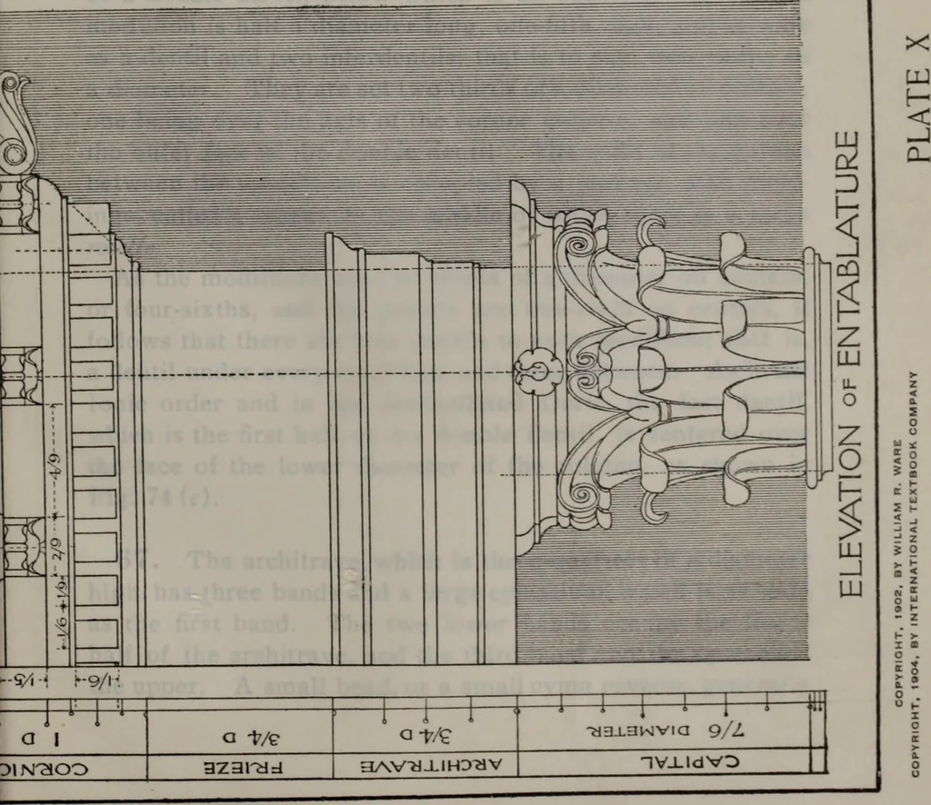 An illustration from Building stone, lathing, plastering, and tiling, common brickwork, ornamental brickwork and terra cotta : lighting fixtures, use and design of lighting fixtures, architectural design, 1909, leaf 598