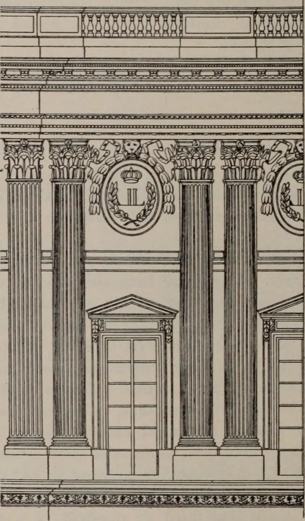 An illustration from Building stone, lathing, plastering, and tiling, common brickwork, ornamental brickwork and terra cotta : lighting fixtures, use and design of lighting fixtures, architectural design, 1909, leaf 673