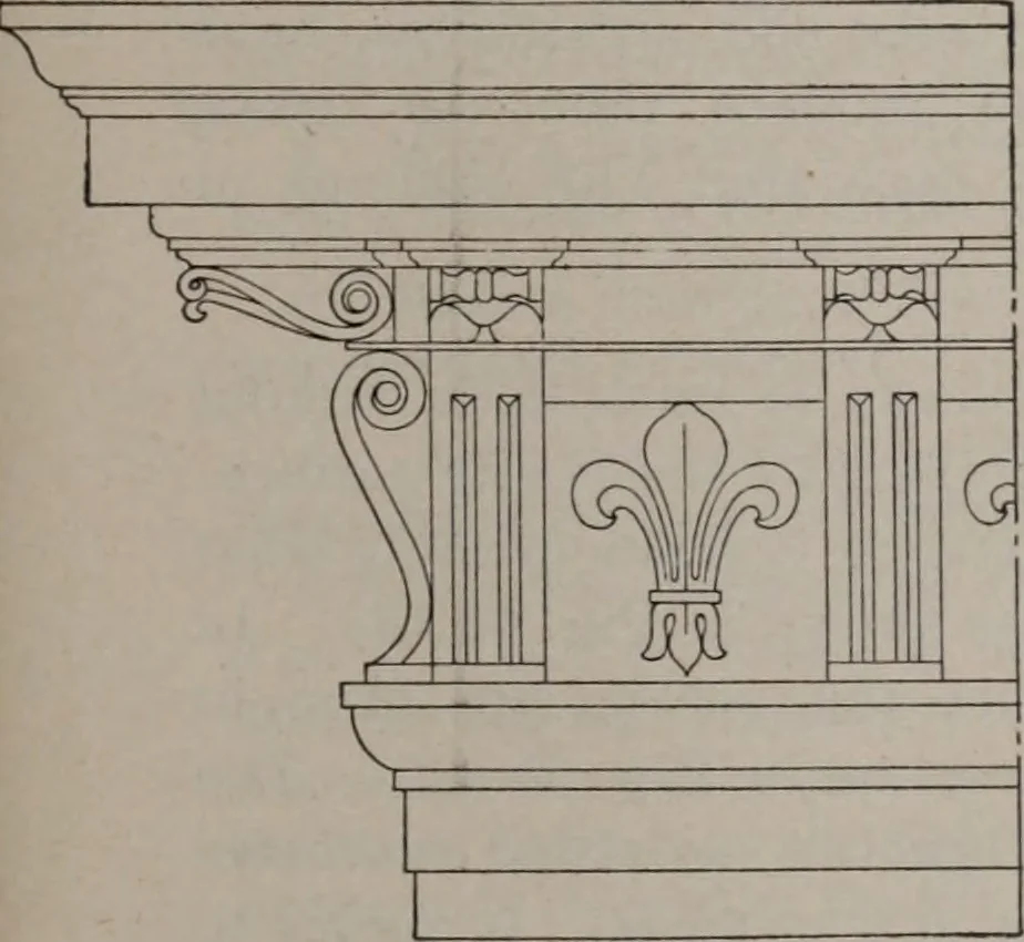 An illustration from Building stone, lathing, plastering, and tiling, common brickwork, ornamental brickwork and terra cotta : lighting fixtures, use and design of lighting fixtures, architectural design, 1909, leaf 678