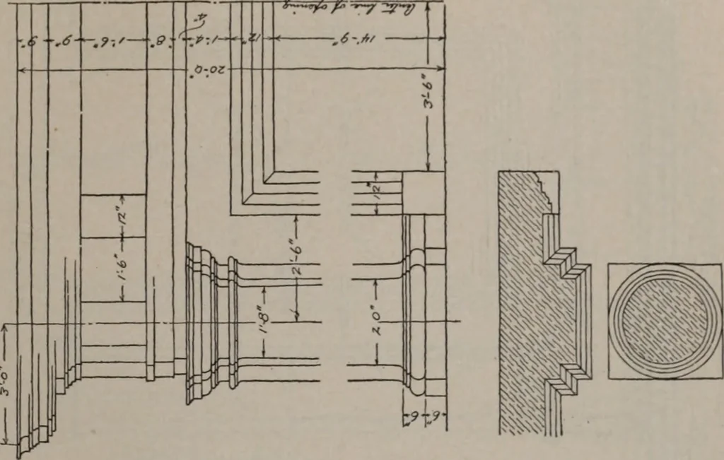 An illustration from Building stone, lathing, plastering, and tiling, common brickwork, ornamental brickwork and terra cotta : lighting fixtures, use and design of lighting fixtures, architectural design, 1909, leaf 684