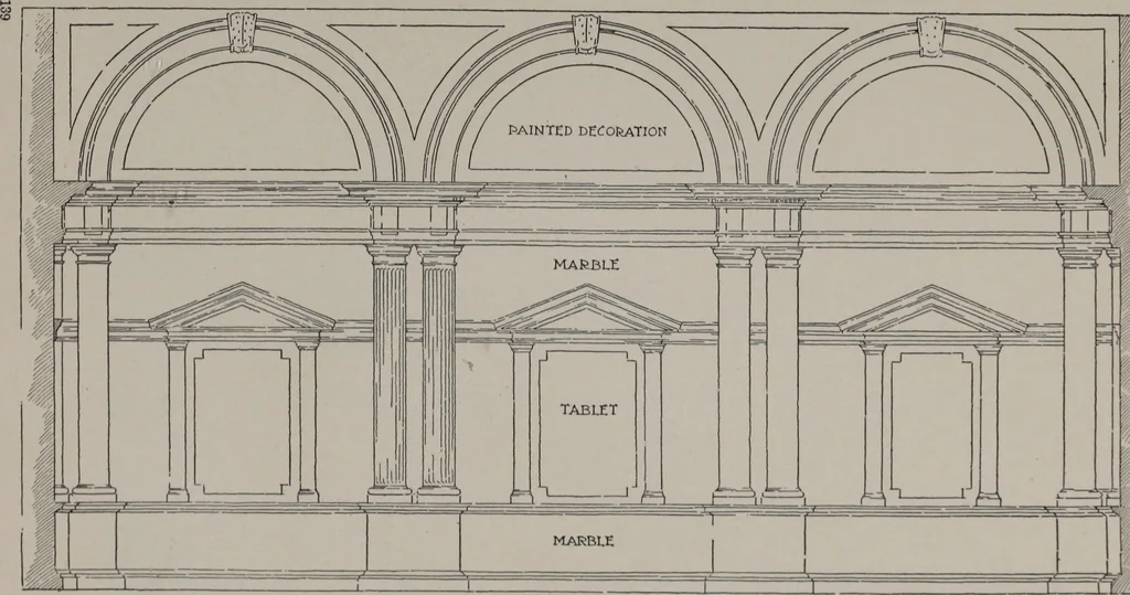 An illustration from Building stone, lathing, plastering, and tiling, common brickwork, ornamental brickwork and terra cotta : lighting fixtures, use and design of lighting fixtures, architectural design, 1909, leaf 698